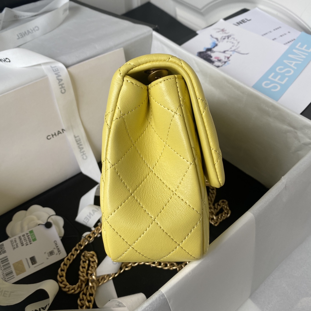 Classic Flap Lambskin Bag AS4046 Yellow